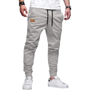 imageJMIERR Mens Casual Joggers Pants  Cotton Drawstring Chino Cargo Pants Hiking Outdoor Twill Track Jogging Sweatpants PantsGray