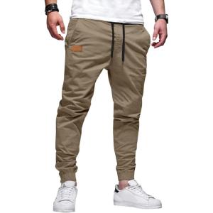 imageJMIERR Mens Casual Joggers Pants  Cotton Drawstring Chino Cargo Pants Hiking Outdoor Twill Track Jogging Sweatpants PantsLight French Beige