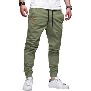 imageJMIERR Mens Casual Joggers Pants  Cotton Drawstring Chino Cargo Pants Hiking Outdoor Twill Track Jogging Sweatpants PantsLight Green