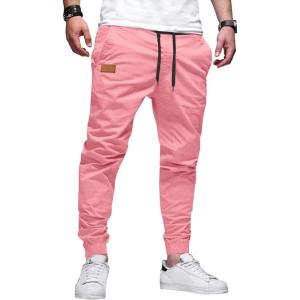 imageJMIERR Mens Casual Joggers Pants  Cotton Drawstring Chino Cargo Pants Hiking Outdoor Twill Track Jogging Sweatpants PantsPeach Blossom
