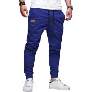 imageJMIERR Mens Casual Joggers Pants  Cotton Drawstring Chino Cargo Pants Hiking Outdoor Twill Track Jogging Sweatpants PantsRacing Blue