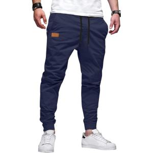 imageJMIERR Mens Casual Joggers Pants  Cotton Drawstring Chino Cargo Pants Hiking Outdoor Twill Track Jogging Sweatpants PantsSail Blue