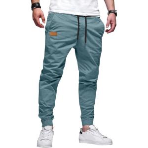 imageJMIERR Mens Casual Joggers Pants  Cotton Drawstring Chino Cargo Pants Hiking Outdoor Twill Track Jogging Sweatpants PantsTeal
