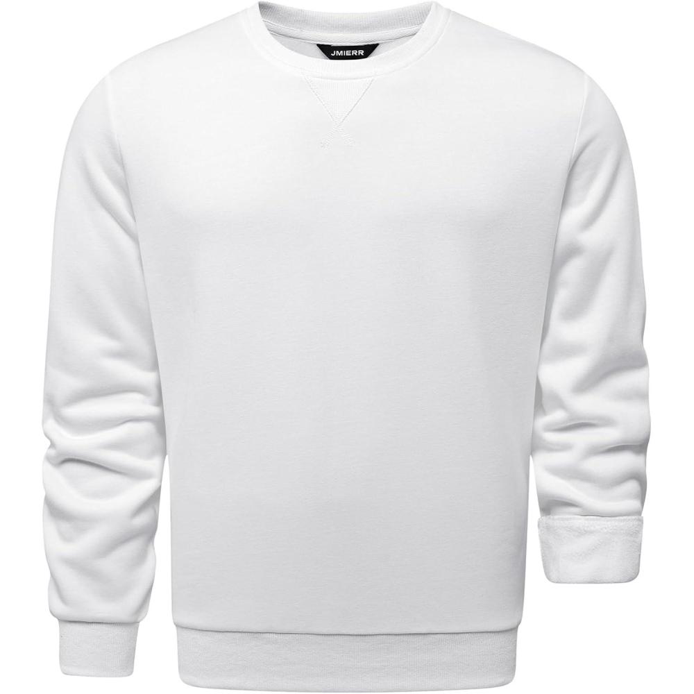 imageJMIERR Mens Cotton Sherpa Lined Sweatshirts Casual Fleece Long Sleeve Crewneck Fall Winter Pullover ShirtsWhite