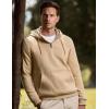 imageJMIERR Mens Casual Cotton Hoodies Drawstring Quarter Zip Pullover SweatshirtsKhaki