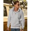 imageJMIERR Mens Casual Cotton Hoodies Drawstring Quarter Zip Pullover SweatshirtsLight Grey