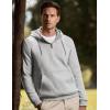 imageJMIERR Mens Casual Cotton Hoodies Drawstring Quarter Zip Pullover SweatshirtsLight Grey