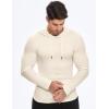 imageJMIERR Mens Fashion Muscle Hoodies Long Sleeve Slim Fitted Longline Sweatshirt Athletic Fleece Pullover ShirtsBeige