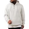 imageJMIERR Mens Casual Cotton Hoodies Drawstring Quarter Zip Pullover SweatshirtsWhite