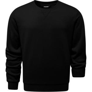 imageJMIERR Mens Cotton Sherpa Lined Sweatshirts Casual Fleece Long Sleeve Crewneck Fall Winter Pullover ShirtsBlack