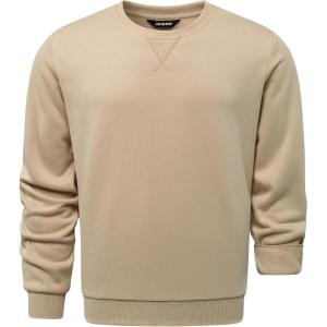 imageJMIERR Mens Cotton Sherpa Lined Sweatshirts Casual Fleece Long Sleeve Crewneck Fall Winter Pullover ShirtsLight Khaki