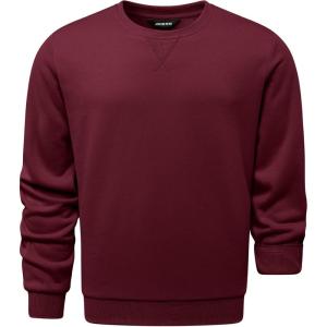 imageJMIERR Mens Cotton Sherpa Lined Sweatshirts Casual Fleece Long Sleeve Crewneck Fall Winter Pullover ShirtsRed