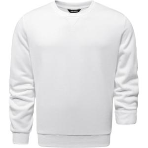 imageJMIERR Mens Cotton Sherpa Lined Sweatshirts Casual Fleece Long Sleeve Crewneck Fall Winter Pullover ShirtsWhite