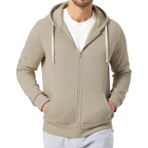 imageJMIERR Mens Full Zip Hooded Fleece Drawstring Hoodies Pullover Sweatshirts Casual Long Sleeve ShirtsBeige