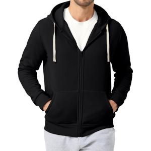 imageJMIERR Mens Full Zip Hooded Fleece Drawstring Hoodies Pullover Sweatshirts Casual Long Sleeve ShirtsBlack
