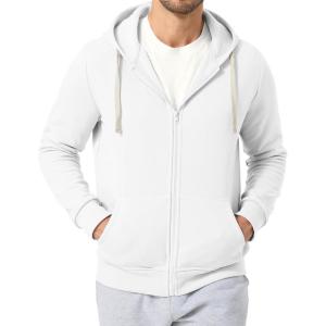 imageJMIERR Mens Full Zip Hooded Fleece Drawstring Hoodies Pullover Sweatshirts Casual Long Sleeve ShirtsWhite