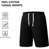 imageJMIERR Mens 100 Cotton Shorts 9quot Casual Elastic Waist Drawstring Lightweight Workout Lounge Beach Jersey Sweat ShortsA Black