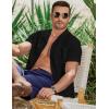 imageJMIERR Mens Casual Button Down Shirts Short Sleeve Textured Summer Beach Shirt Cuban Vacation Shirts with PocketBlack