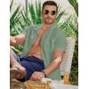 imageJMIERR Mens Casual Button Down Shirts Short Sleeve Textured Summer Beach Shirt Cuban Vacation Shirts with PocketGrass Green