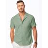 imageJMIERR Mens Casual Button Down Shirts Short Sleeve Textured Summer Beach Shirt Cuban Vacation Shirts with PocketGrass Green
