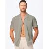 imageJMIERR Mens Casual Button Down Shirts Short Sleeve Textured Summer Beach Shirt Cuban Vacation Shirts with PocketGray