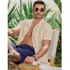 imageJMIERR Mens Casual Button Down Shirts Short Sleeve Textured Summer Beach Shirt Cuban Vacation Shirts with PocketKhaki