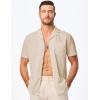 imageJMIERR Mens Casual Button Down Shirts Short Sleeve Textured Summer Beach Shirt Cuban Vacation Shirts with PocketKhaki