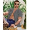 imageJMIERR Mens Casual Button Down Shirts Short Sleeve Textured Summer Beach Shirt Cuban Vacation Shirts with PocketLight Gray