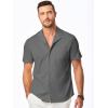 imageJMIERR Mens Casual Button Down Shirts Short Sleeve Textured Summer Beach Shirt Cuban Vacation Shirts with PocketLight Gray