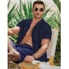 imageJMIERR Mens Casual Button Down Shirts Short Sleeve Textured Summer Beach Shirt Cuban Vacation Shirts with PocketNavy Blue