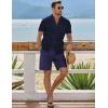 imageJMIERR Mens Casual Button Down Shirts Short Sleeve Textured Summer Beach Shirt Cuban Vacation Shirts with PocketNavy Blue