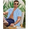 imageJMIERR Mens Casual Button Down Shirts Short Sleeve Textured Summer Beach Shirt Cuban Vacation Shirts with PocketSky Blue