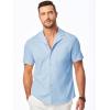 imageJMIERR Mens Casual Button Down Shirts Short Sleeve Textured Summer Beach Shirt Cuban Vacation Shirts with PocketSky Blue