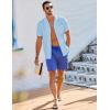 imageJMIERR Mens Casual Button Down Shirts Short Sleeve Textured Summer Beach Shirt Cuban Vacation Shirts with PocketSky Blue