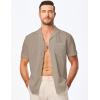 imageJMIERR Mens Casual Button Down Shirts Short Sleeve Textured Summer Beach Shirt Cuban Vacation Shirts with PocketSmoke Gray