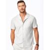 imageJMIERR Mens Casual Button Down Shirts Short Sleeve Textured Summer Beach Shirt Cuban Vacation Shirts with PocketWhite
