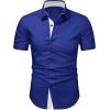 imageJMIERR Mens Casual Button Down Shirts WrinkleFree Short Sleeve Business Dress ShirtBlue