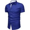 imageJMIERR Mens Casual Button Down Shirts WrinkleFree Short Sleeve Business Dress ShirtBlue