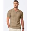 imageJMIERR Mens Casual Polo Shirt Short Sleeve Classic Fit Knit T Shirt Golf Shirts with ZipperA Dark Beige