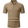 imageJMIERR Mens Casual Polo Shirt Short Sleeve Classic Fit Knit T Shirt Golf Shirts with ZipperA Dark Beige
