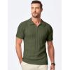 imageJMIERR Mens Casual Polo Shirt Short Sleeve Classic Fit Knit T Shirt Golf Shirts with ZipperA Green