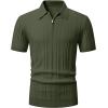 imageJMIERR Mens Casual Polo Shirt Short Sleeve Classic Fit Knit T Shirt Golf Shirts with ZipperA Green