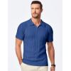 imageJMIERR Mens Casual Polo Shirt Short Sleeve Classic Fit Knit T Shirt Golf Shirts with ZipperB Blue