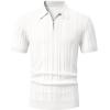 imageJMIERR Mens Casual Polo Shirt Short Sleeve Classic Fit Knit T Shirt Golf Shirts with ZipperB White