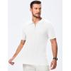 imageJMIERR Mens Casual Polo Shirt Short Sleeve Classic Fit Knit T Shirt Golf Shirts with ZipperB White