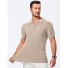 imageJMIERR Mens Casual Polo Shirt Short Sleeve Classic Fit Knit T Shirt Golf Shirts with ZipperC Beige