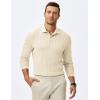 imageJMIERR Mens Casual Polo Shirt Summer Short Sleeve Vacation Button Beach Knit Stretchy Golf ShirtsLong Sleeve  Beige