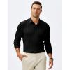 imageJMIERR Mens Casual Polo Shirt Summer Short Sleeve Vacation Button Beach Knit Stretchy Golf ShirtsLong Sleeve  Black