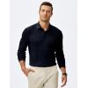 imageJMIERR Mens Casual Polo Shirt Summer Short Sleeve Vacation Button Beach Knit Stretchy Golf ShirtsLong Sleeve  Blue