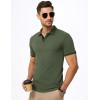imageJMIERR Mens Casual Polo Shirts Classic Button Basic Short Sleeve Cotton Pique Polo Shirt Stylish Golf TopsArmy Green